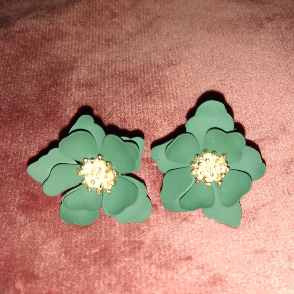 Blue Flower Blossom Earrings 3D Flowers Feminine Floral Posts Summer Botanical - Picture 10 of 11